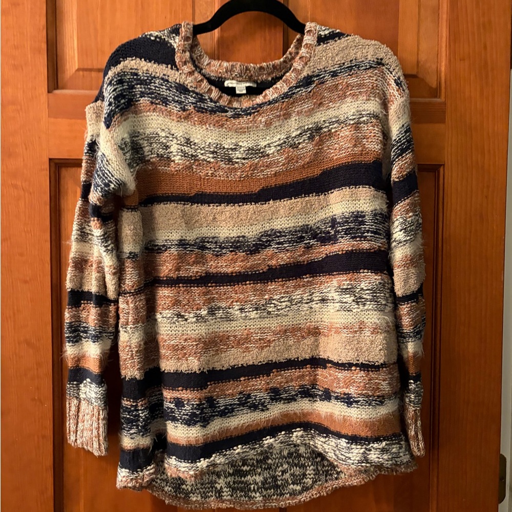 Striped Crewneck Sweater in Navy, Cream & Rust